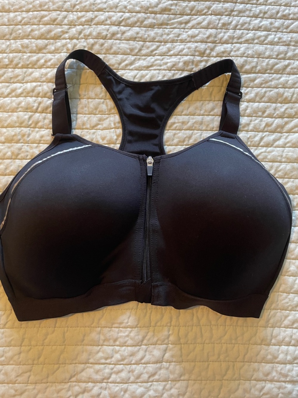 Layer 8 Black Front-Zip High-Impact Racerback Sports Bra